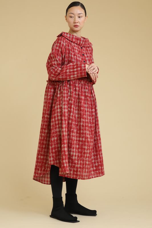 KEDEM SASSON (AMMA)CHECK DRESS-RED