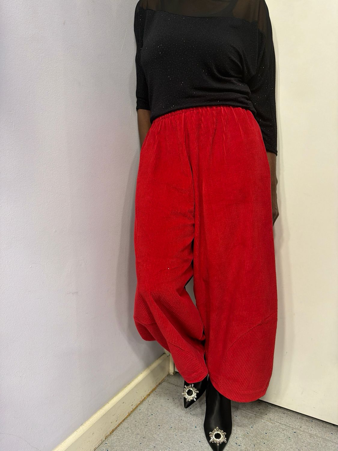KEDEM SASSON (AMMA) CORD TROUSERS-RED