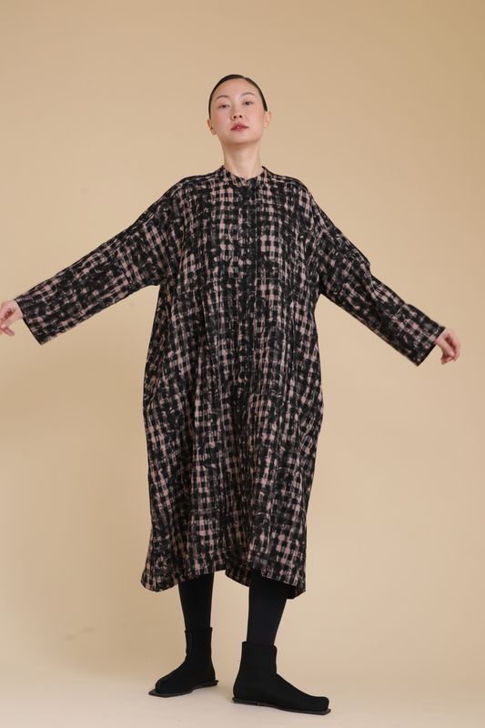 KEDEM SASSON (AMMA) CHECK COAT/DRESS-BLACK