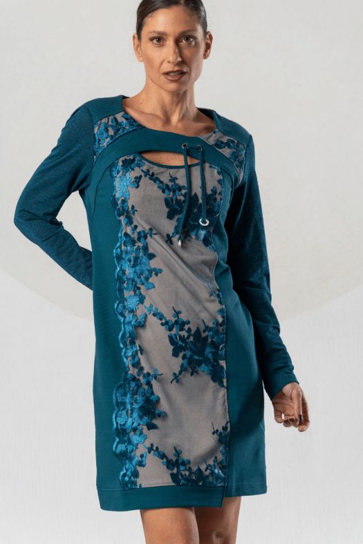 ELISA CAVALETTI KNEELENGHT DRESS-AGATA/TEAL BLUE ELISA CAVALETTI KNEELENGHT DRESS-AGATA/TEAL BLUE
