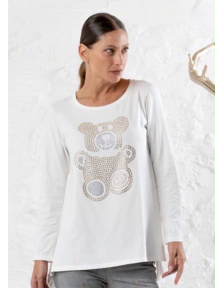 ELISA CAVALETTI T-SHIRT ORSO CUCCIOLO-ORO-OFF WHITE-GOLD