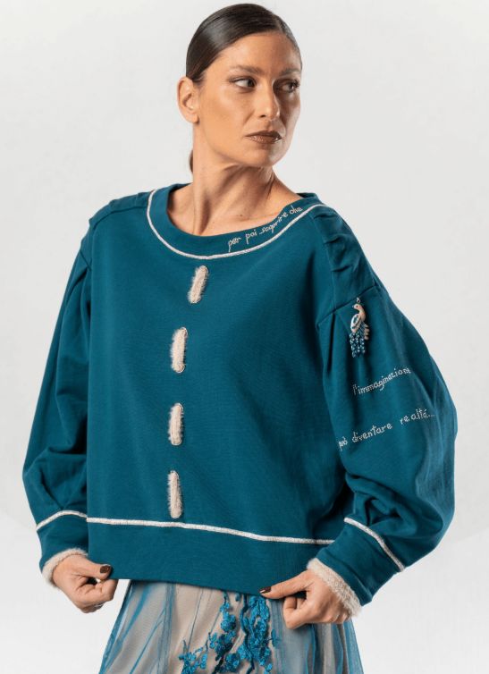ELISA CAVALETTI SWEATSHIRT AGATA-TEAL BLUE