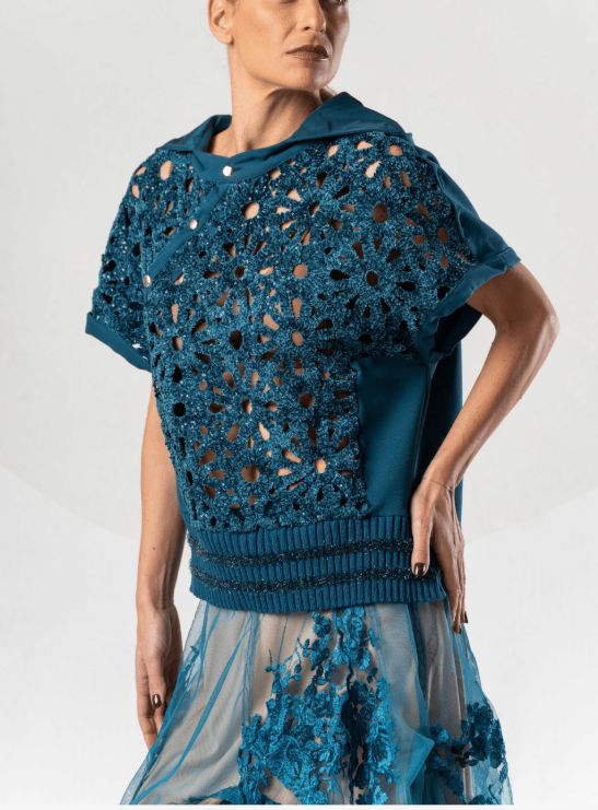 ELISA CAVALETTI JACKET/TOP AGATA TEAL BLUE