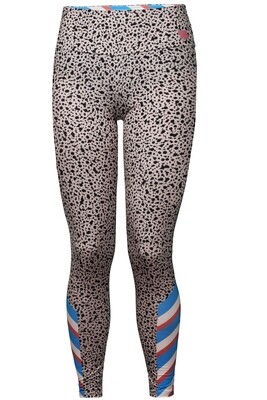 Atmungsaktive, nachhaltige und elastische Trend-Leggings mit gepunktetem Animal-Muster und farbigen Retro Streifen