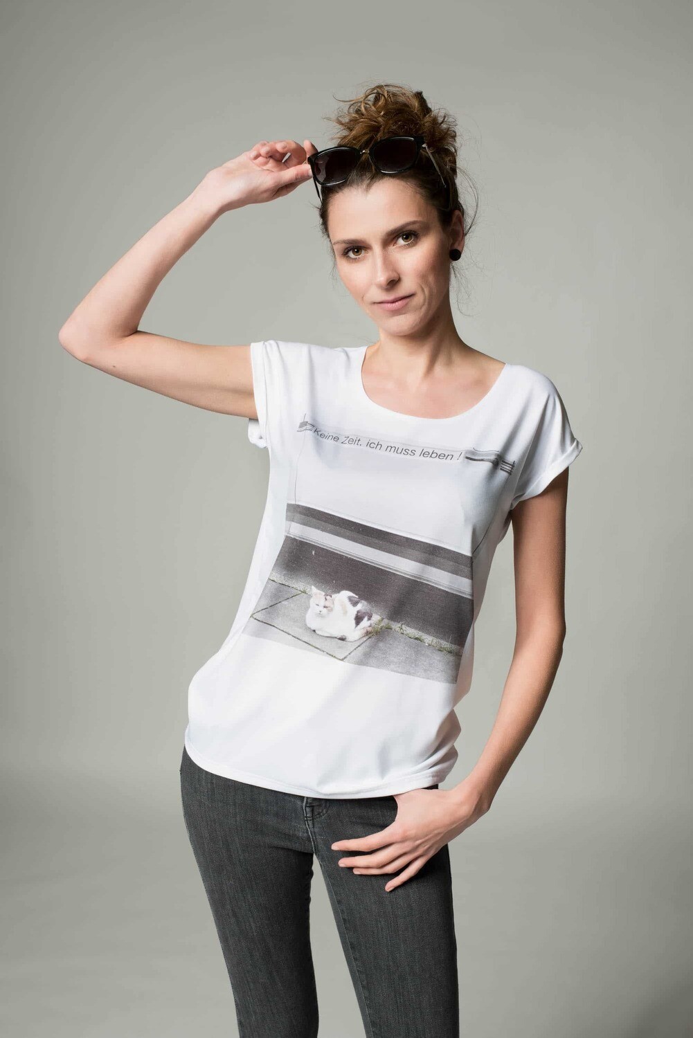 T-Shirt Katerstimmung mit Katzenprint