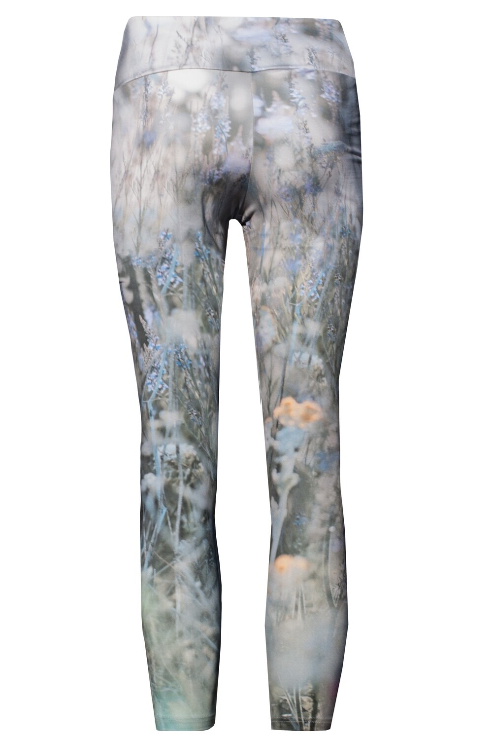 RobeCode sportliche Leggings Grau mit Blumenwiesen-Print – Ideal für Yoga