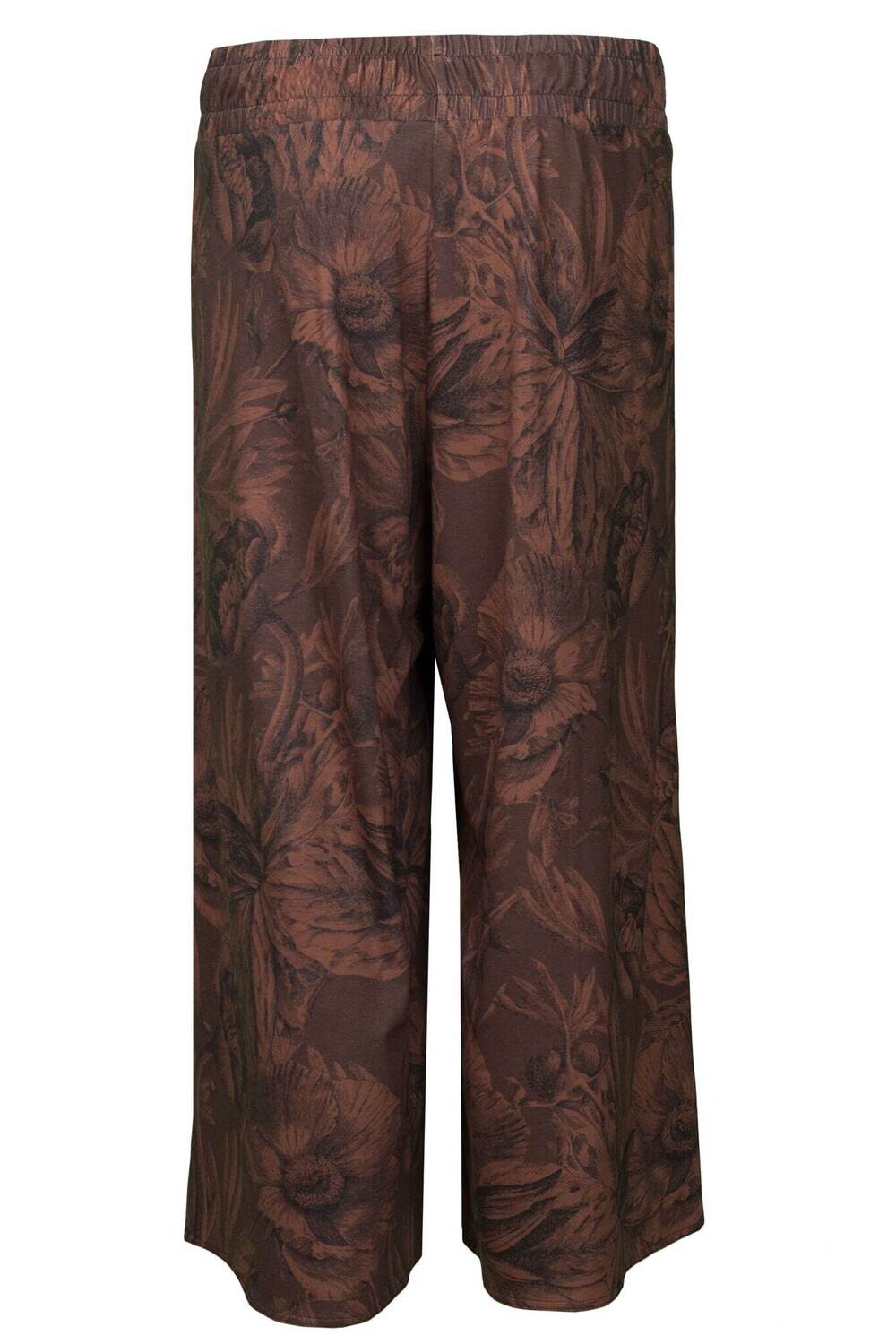 RobeCode wadenlange braune Culotte Matilda mit rostfarbenem Blumenmuster