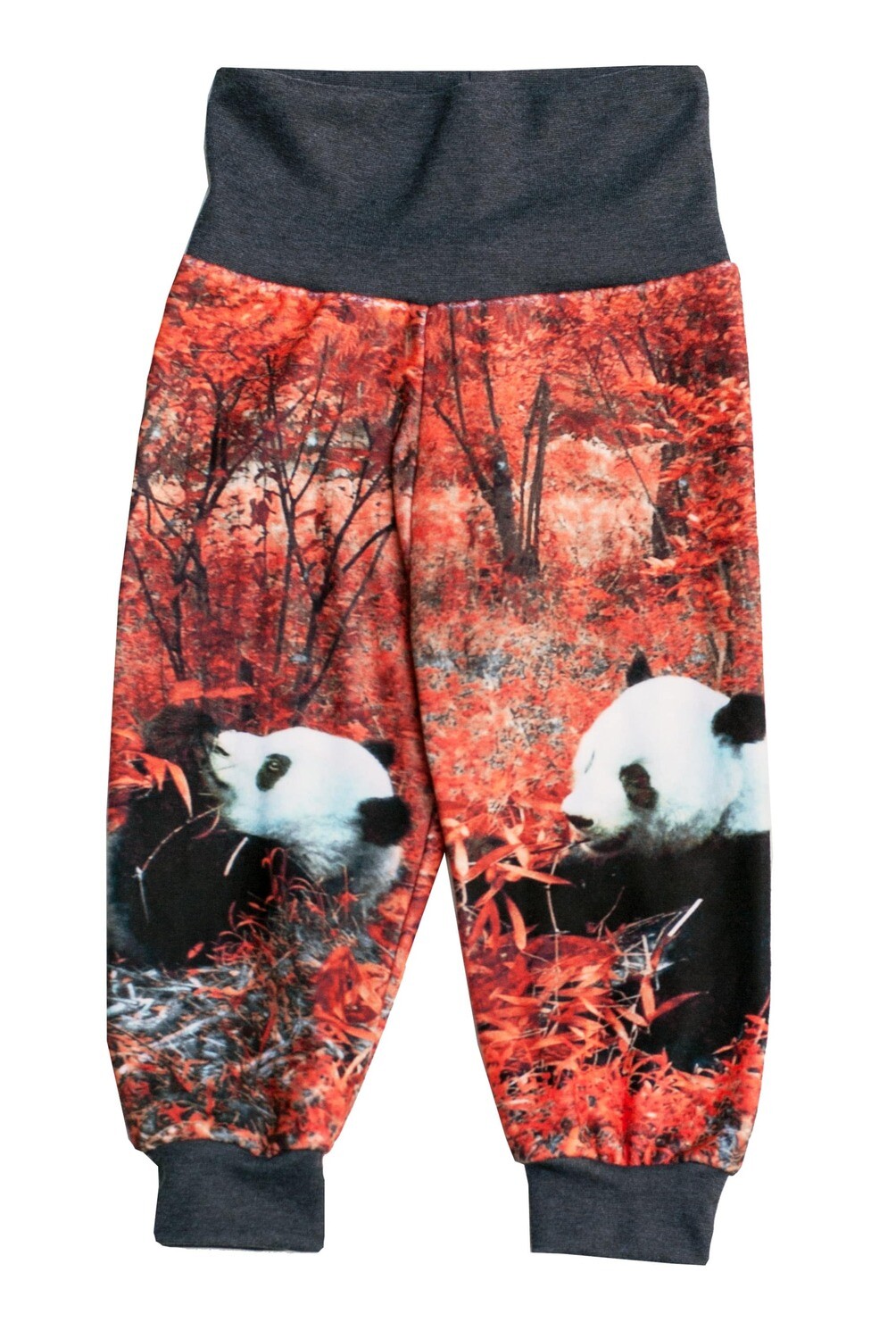 RobeCode warme rote Kinderhose aus Fleece mit Tiermotiv Pandabären