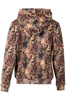 RobeCode schwarze, kuschelige Kapuzenjacke aus Fleece mit Blumenmuster