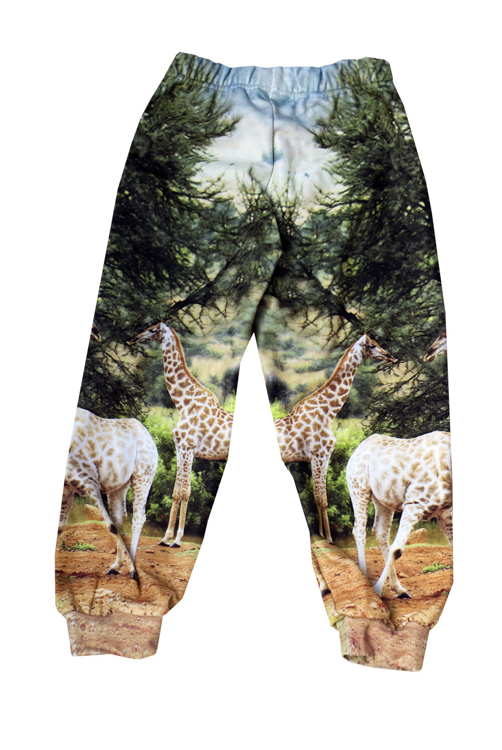 RobeCode warme grün-gelbe Kinderhose aus Fleece mit Tier Motiv Giraffe