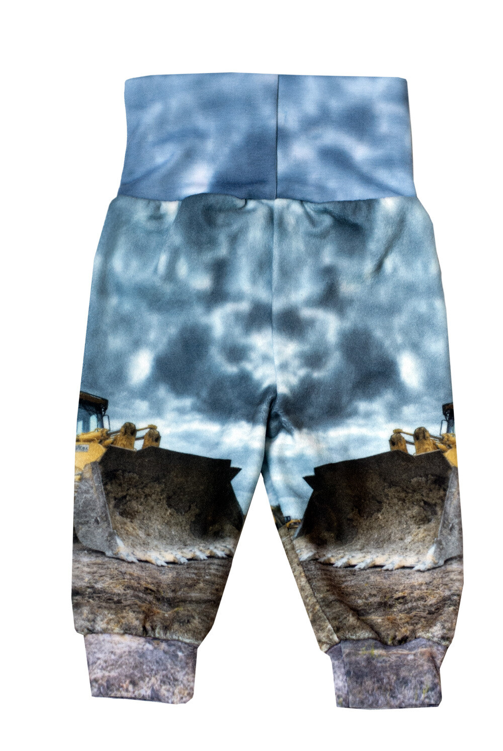 RobeCode blaue warme Kinderhose aus Fleece mit Bagger Print