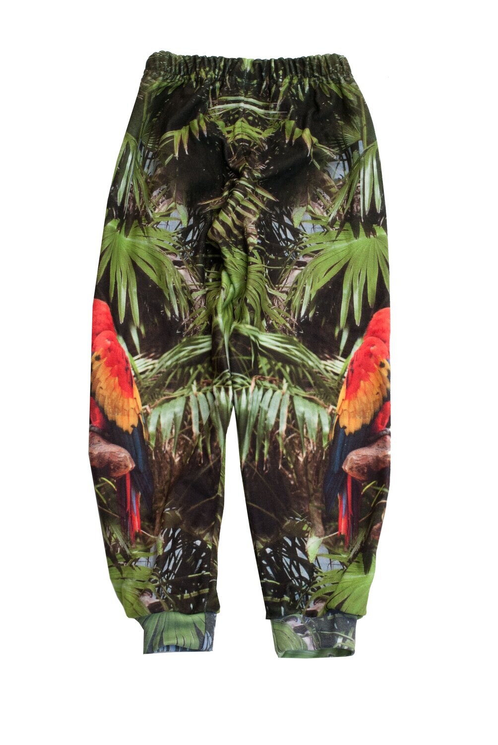 RobeCode grüne Kinderhose Ara aus Fleece mit Papageien Motiv