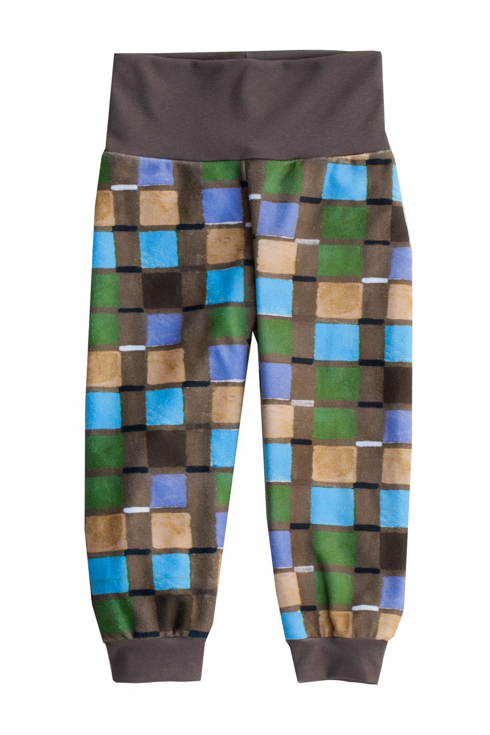 RobeCode braun karierte bunte Kinderhose Cube aus Fleece