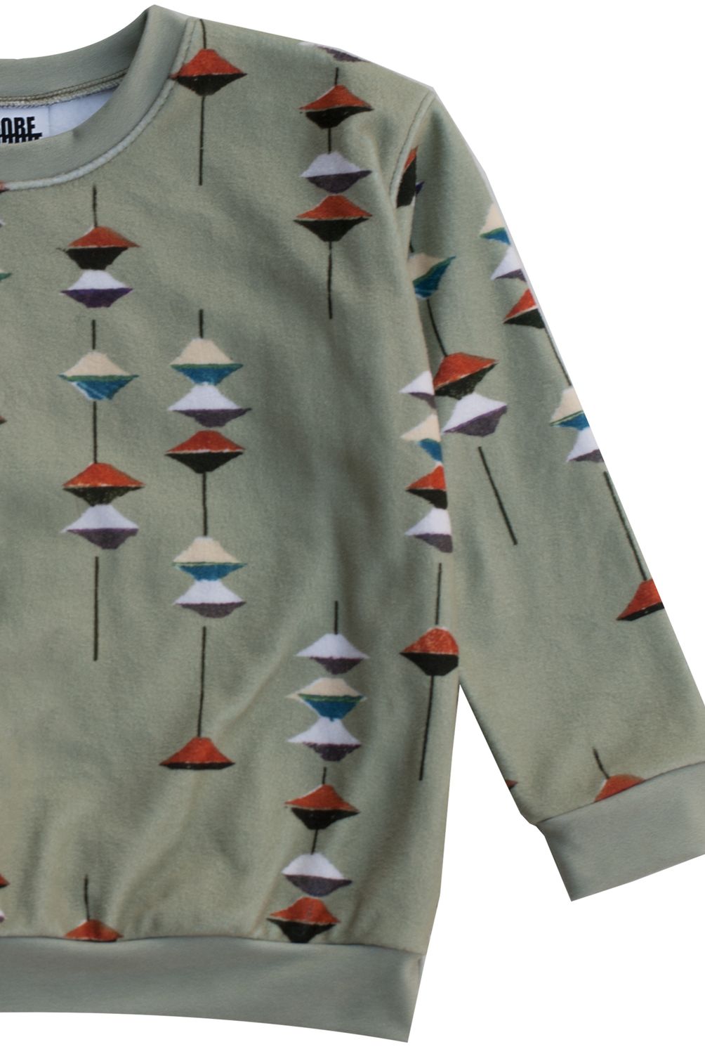 RobeCode salbeigrüner Kinder Fleecepullover mit Ufo-Print