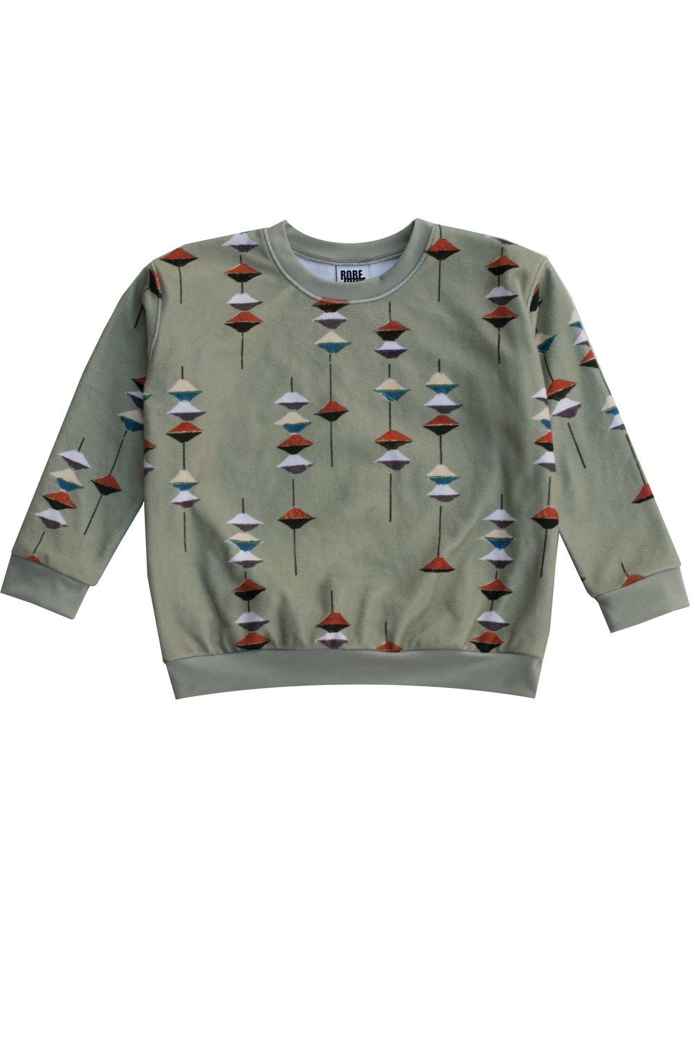 RobeCode Sage Green Kids Ufo Print Fleece Sweater