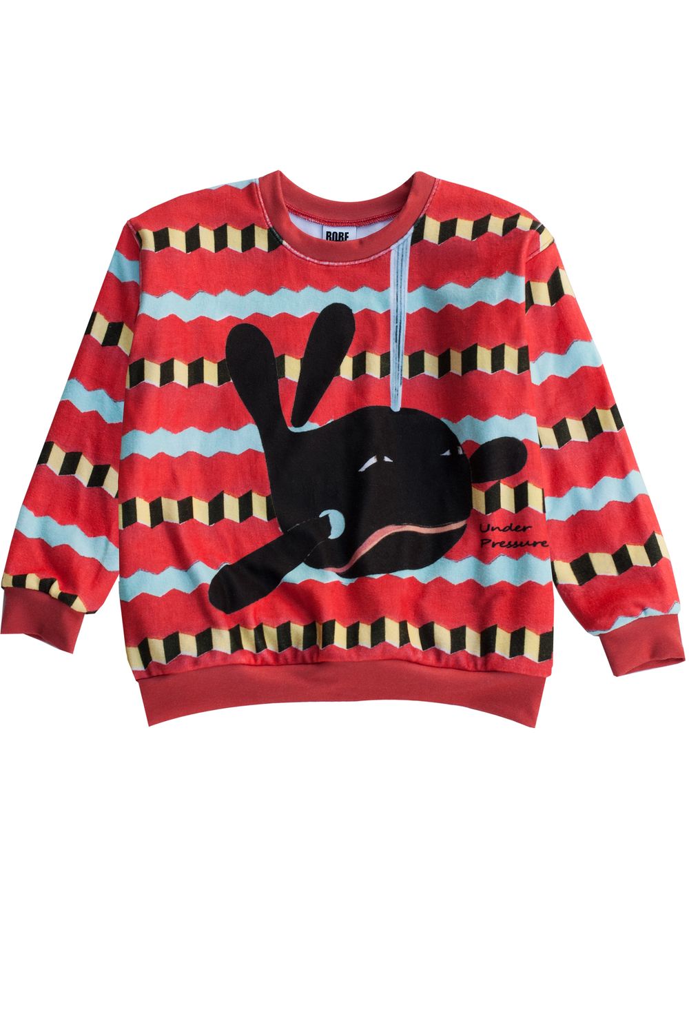 RobeCode rot, gestreifter, kuscheliger Kinderpullover aus Fleece mit Wal-Motiv