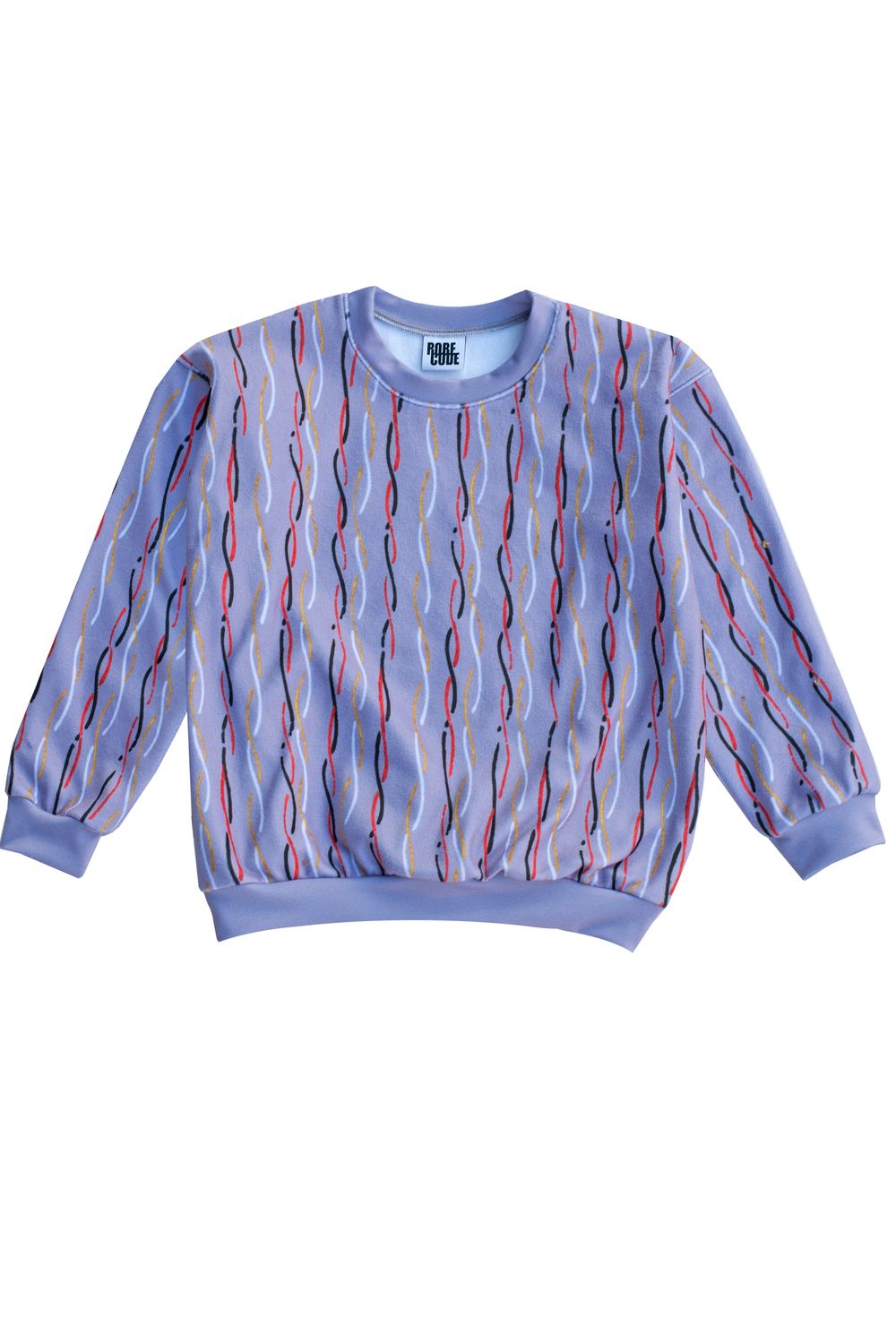 RobeCode lila, gestreifter, kuscheliger Kinderpullover aus Fleece mit japanischem Motiv