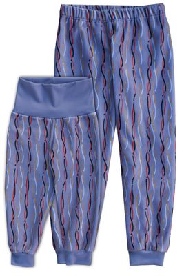 RobeCode lilafarbene Kinderhose aus Fleece mit buntem Spiral-Muster