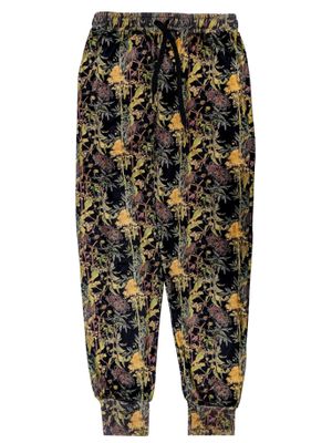 RobeCode schwarze Fleecehose mit floralem Print