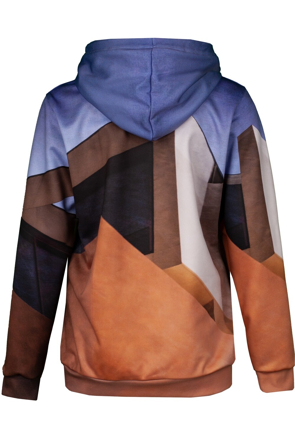 RobeCode Lila &amp; Rost Kapuzenpullover mit architektonischem Allover Print – Streetwear Hoodie für Damen