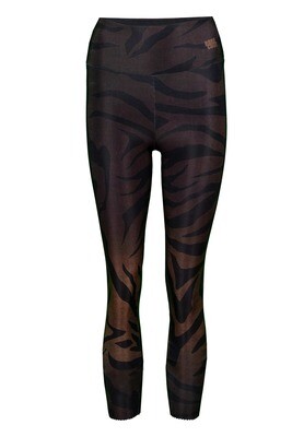 High-Waist-Leggings Damen mit Tigermuster und Farbverlauf in Braun und Schwarz