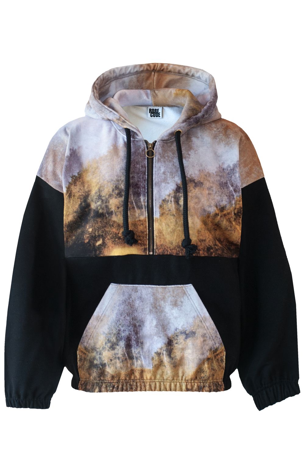 Half-Zip Hoodie FallingLeaves mit coolem Natur-Motiv aus kuscheligem Fleece und Biobaumwolle