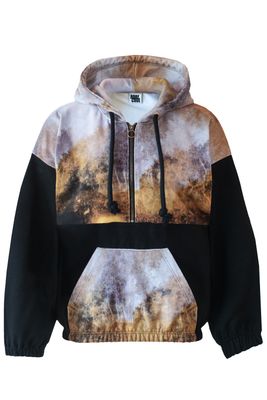 Half-Zip Hoodie FallingLeaves mit coolem Natur-Motiv aus kuscheligem Fleece und Biobaumwolle