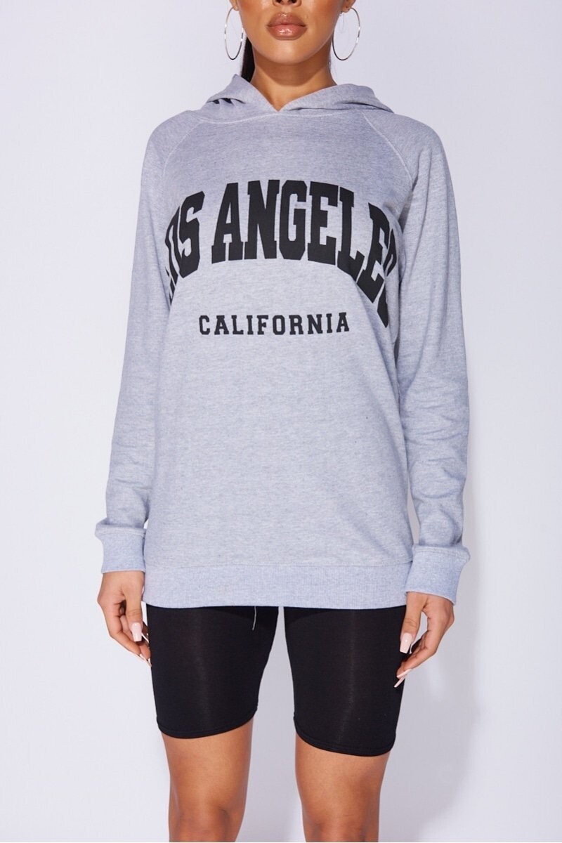 Grey Oversized LOS ANGELES Hoodie