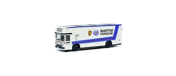 1:64 Schuco - Mercedes-Benz Racecar transporter Porsche Martini Racing white