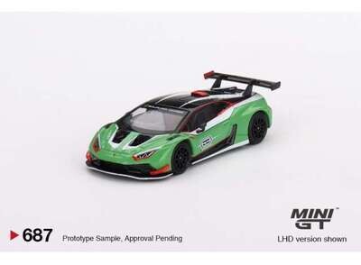 1:64 Mini GT - Lamborghini Huracan GT3 EVO2 Presentation, green 1:64 Mini GT - Lamborghini Huracan GT3 EVO2 Presentation, green