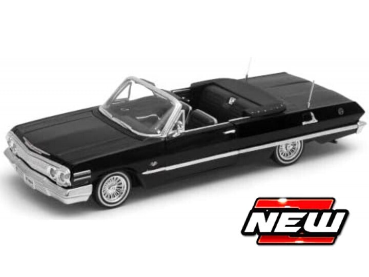 1:24 Welly - Chevrolet Impala Convertible Lowrider 1963 Schwarz