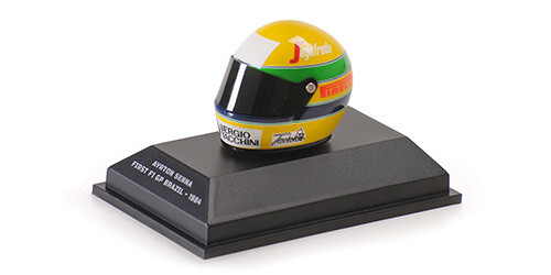 1:8 Minichamps - 1984 Helmet Ayrton Senna, First F1 Brazil GP