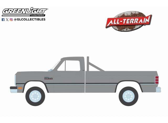 1:64 Greenlight - 1992 Dodge Ram D250 Power Ram Lifted with Rollbar *All Terrain Collection Series 16*, sterling silver