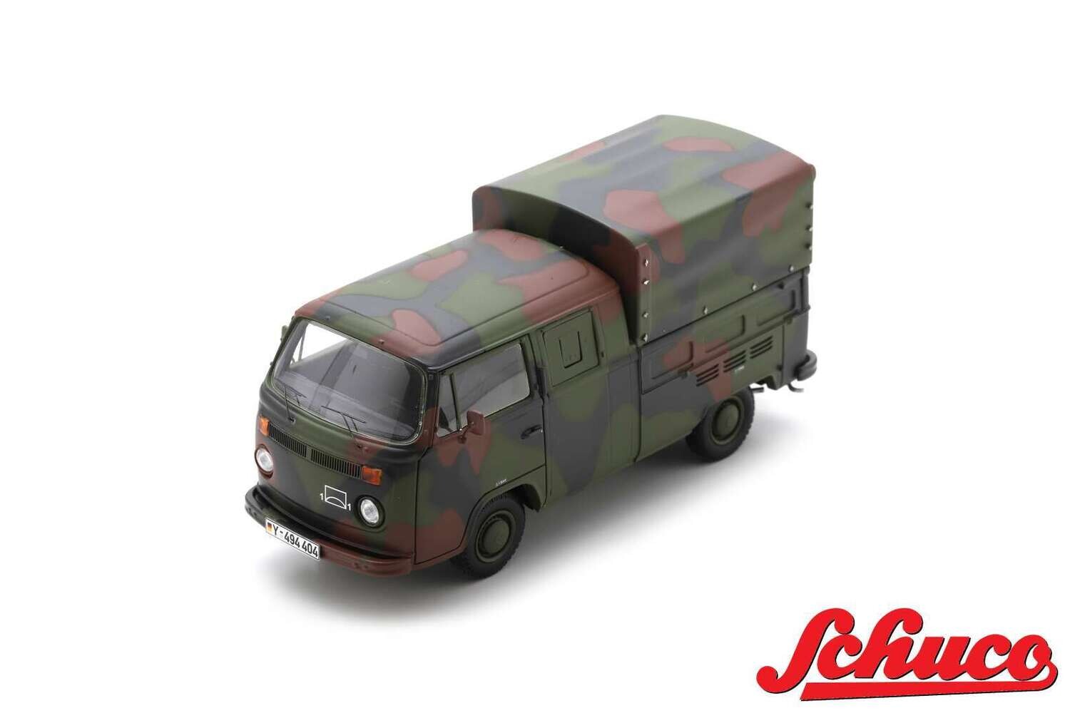 1:35 Schuco - Volkswagen T2 Double Cabine “Bundeswehr” Camouflage painting.