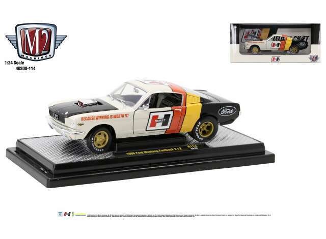 1:24 M2 Machines - 1966 Ford Mustang Fastback 2+2, white/black/red/yellow