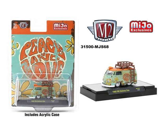 1:64 M2 Machines -  1960 Volkswagen Delivery Van *Peace and Love*, green/orange with roof rack