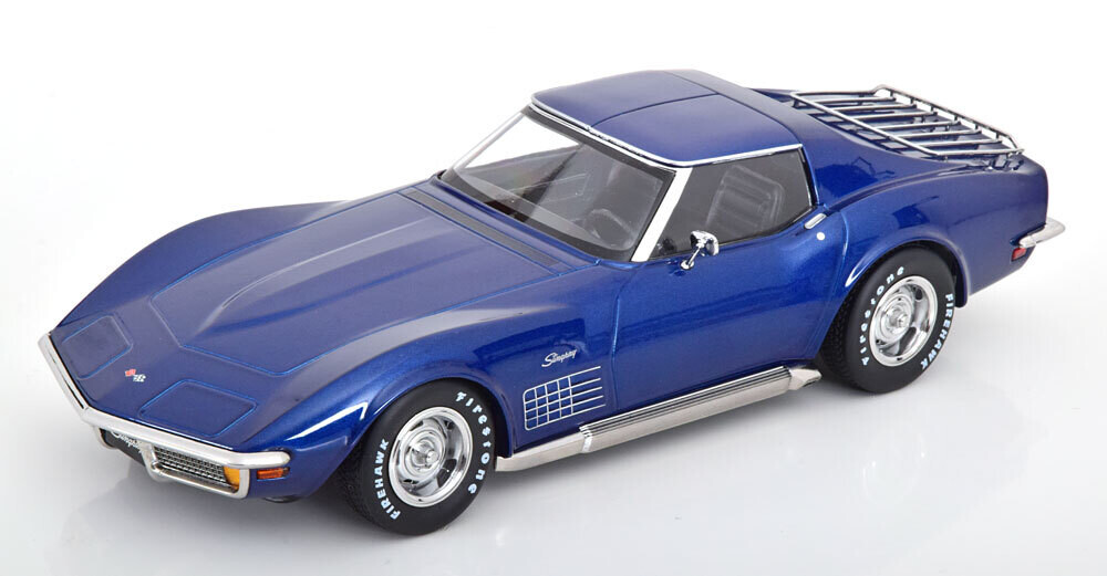 1:18 KK Scale - Chevrolet Corvette C3 mit abnehmbaren Dachteilen und Sidepipes 1972 blaumetallic