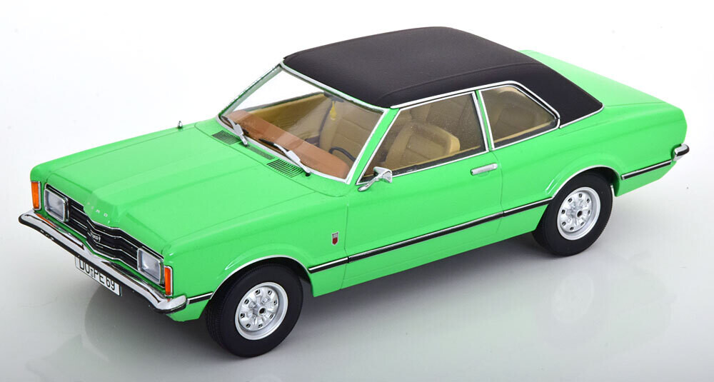 1:18 KK Scale - Ford Taunus GXL Limousine mit Vinyldach 1971 hellgrün/mattschwarz