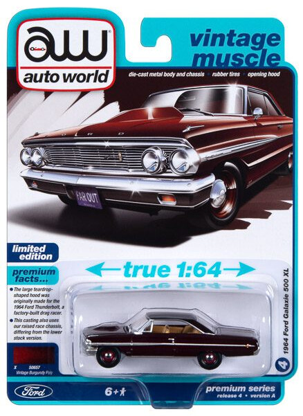 1:64 Autoworld - 1964 Ford Galaxie, vintage burgundy poly