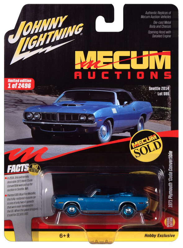 1:64 Johnny Lightning - 1971 Plymouth Cuda Convertible, blue fire metallic