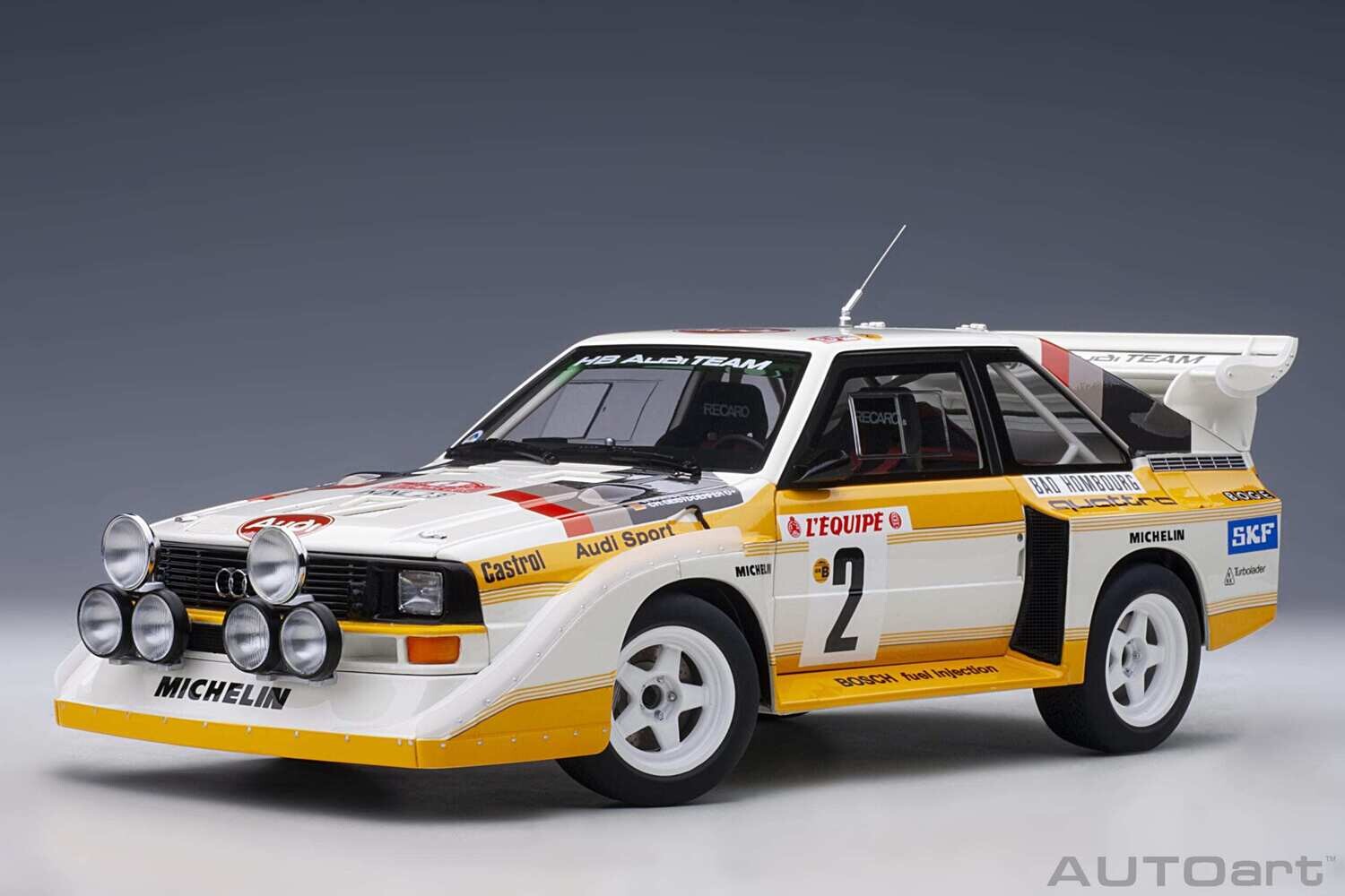 1:18 Autoart - Audi Sport Quattro S1 Rally Monte Carlo 1986 #2 W. Röhrl/C. Geistdörfer