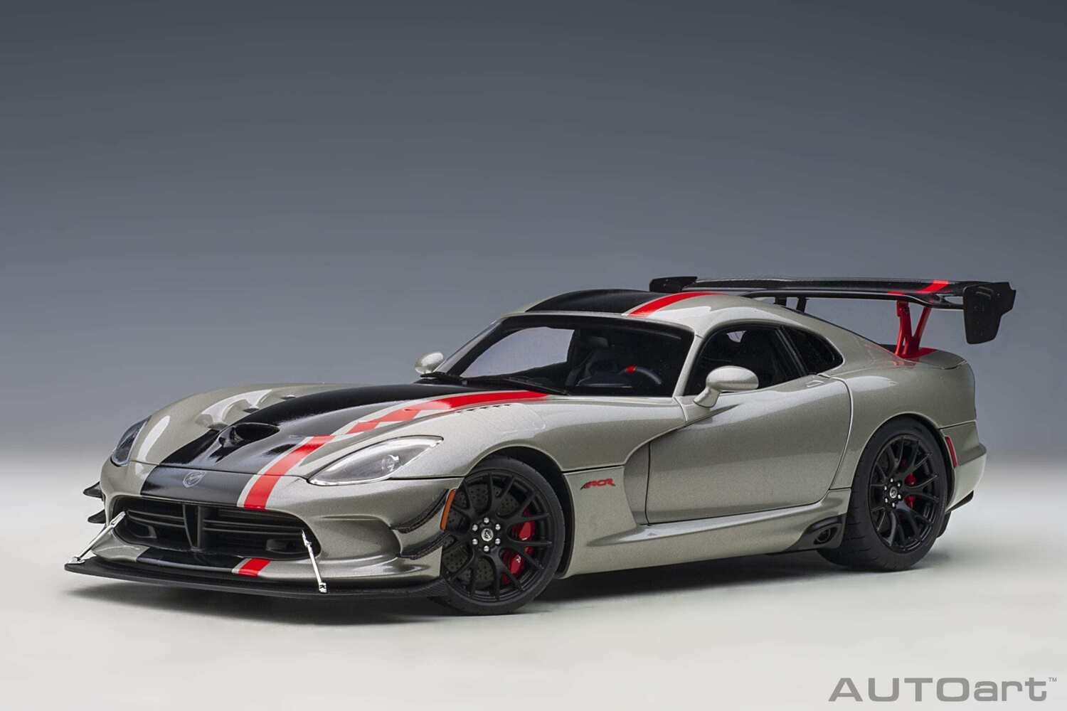 1 18 Autoart Dodge Viper ACR 2017 Billet Silver Metallic with Black Stripes