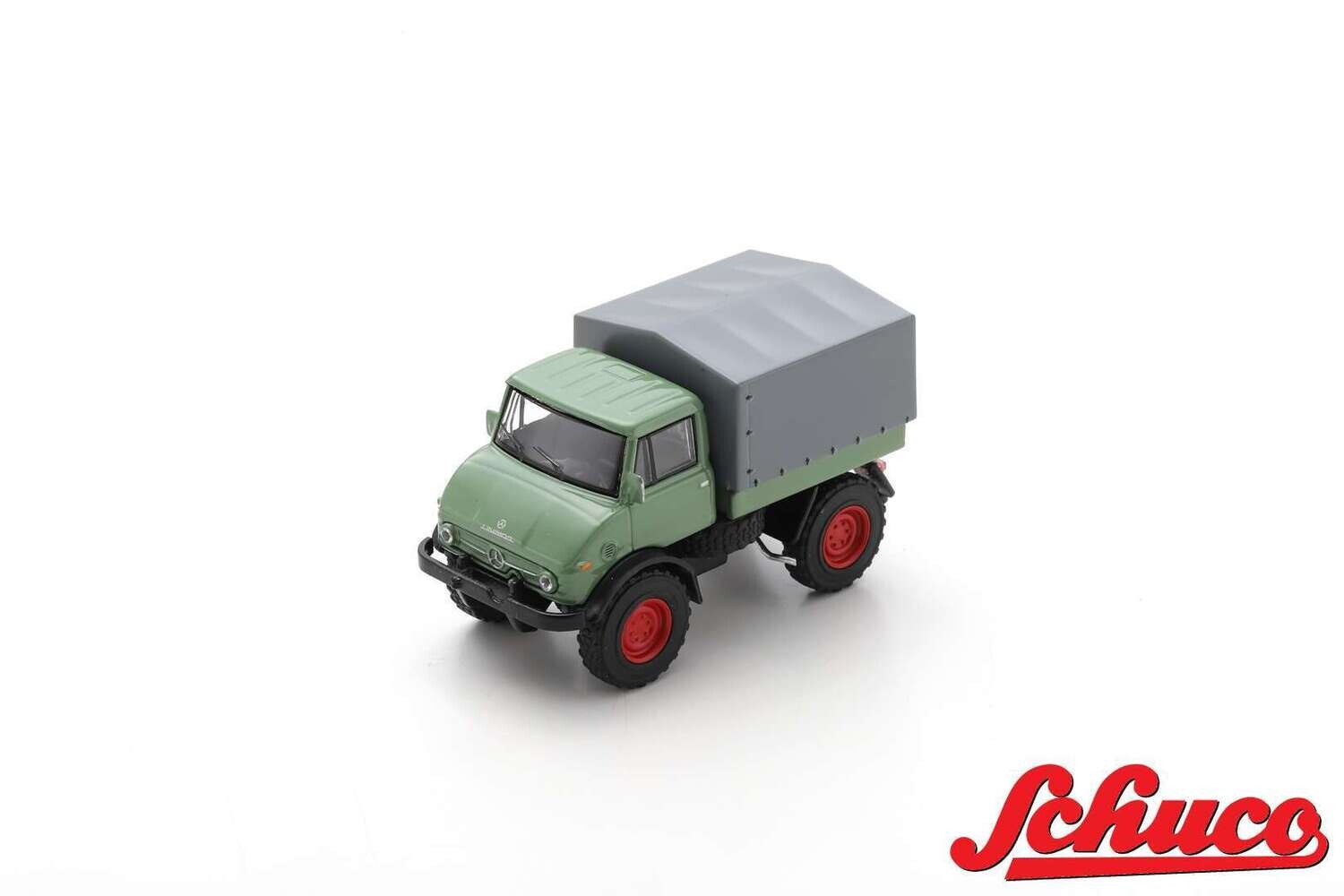1:64 Schuco - Unimog U406 resedagreen/red rims