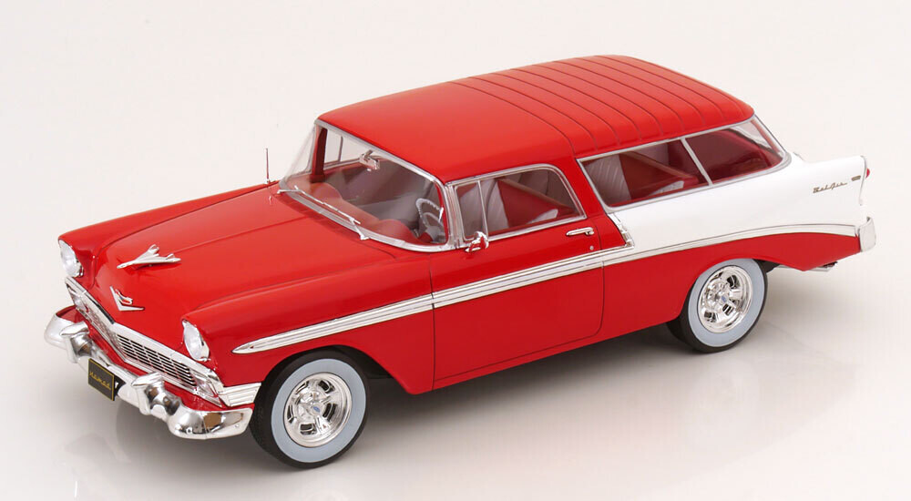 1:18 KK Scale - Chevrolet Bel Air Nomad Custom 1956 hellrot/weiß
