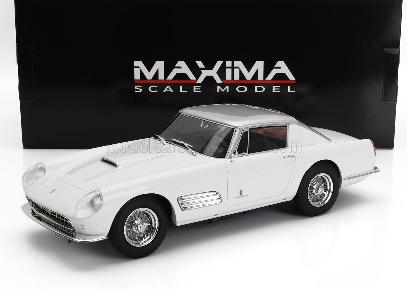 1:18 Maxima Scale Model - Ferrari 410 Superamerica III Series Pininfarina Coupe 1958 White Silver