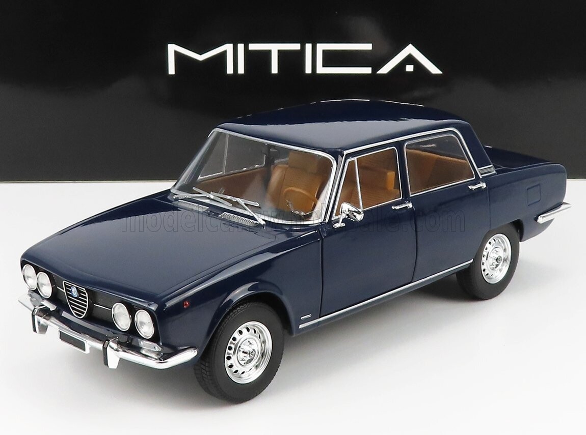 1:18 Mitica Diecast - Alfa Romeo 2000 Berlina 1971 Blue Cobalto 324 (WITH DECALS COMANDO POLIZIA - COMANDO CARABINIERI - COMANDO VIGILI DEL FUOCO E CIVILE)
