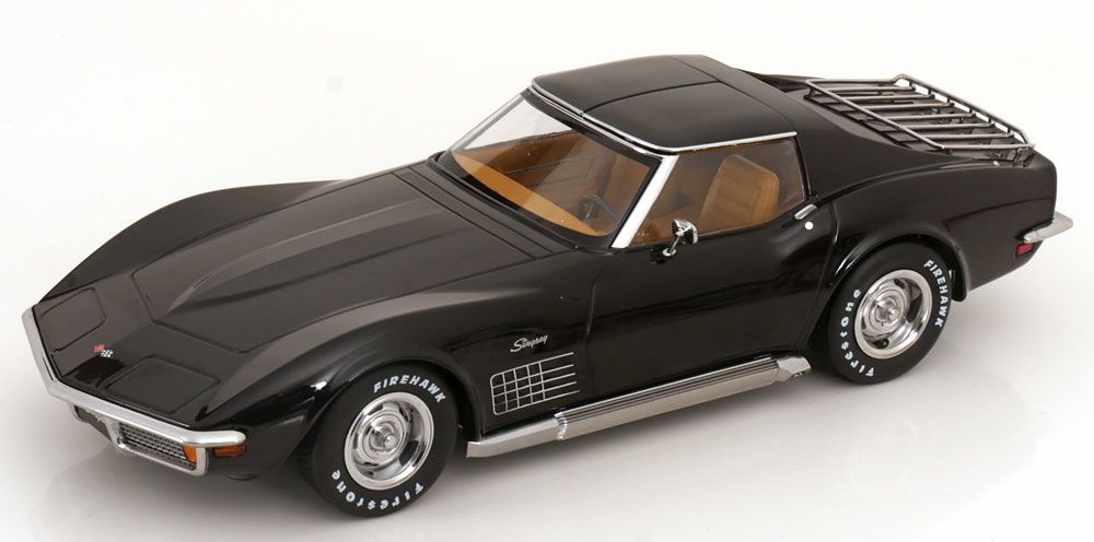 1:18 KK Scale - Chevrolet Corvette C3 mit abnehmbaren Dachteilen und Sidepipes 1972 schwarz