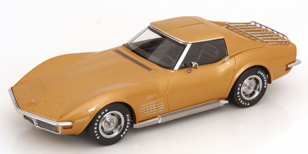 1:18 KK Scale - Chevrolet Corvette C3 mit abnehmbaren Dachteilen und Sidepipes 1972 goldmetallic