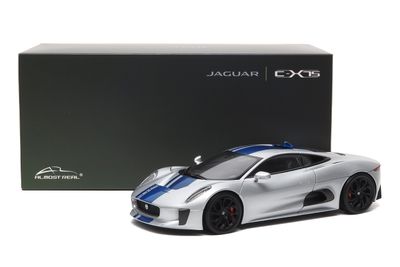 1:18 Almost Real - Jaguar C-X75 - 2013 - Lightning Silver with Gloss Blue Stripes