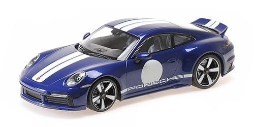 1:18 Minichamps - PORSCHE 911 (992) SPORT CLASSIC – 2022 – BLUE METALLIC W/STRIPE